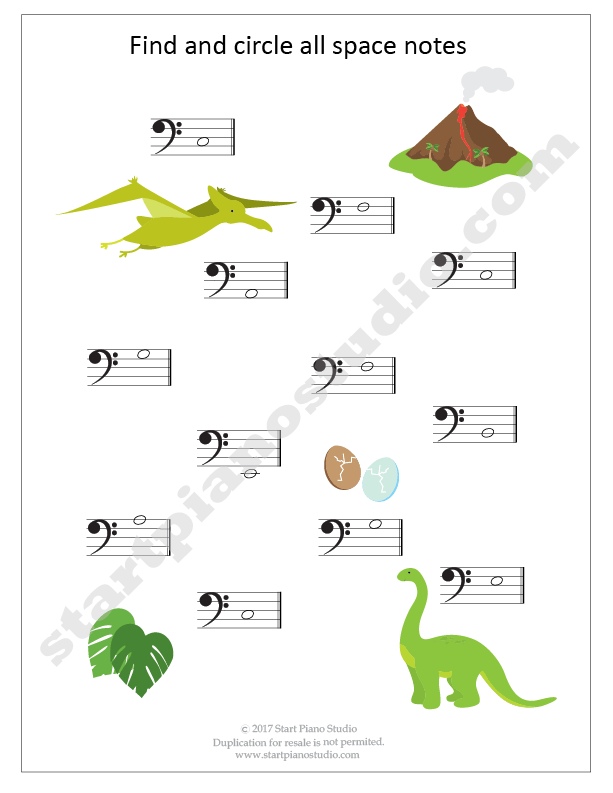 Space and Line Notes DINO Exercise Booklet