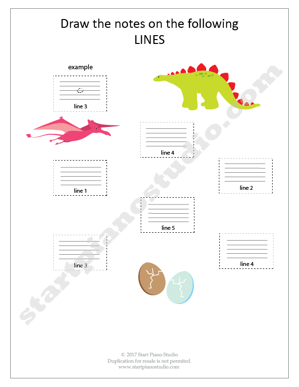 Space and Line Notes DINO Exercise Booklet