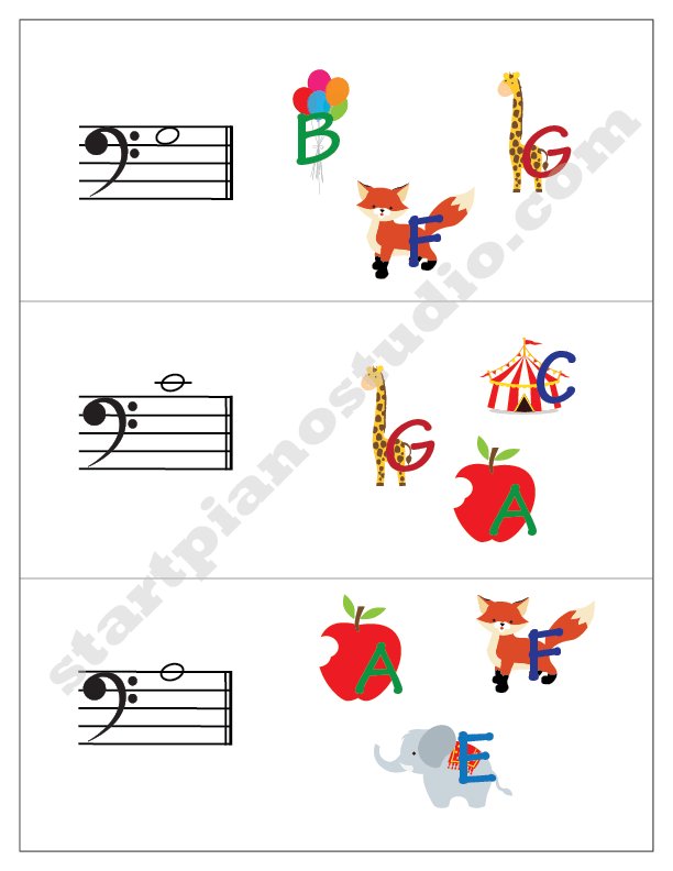 Note Matching Treble Clef and Bass Clef Cards