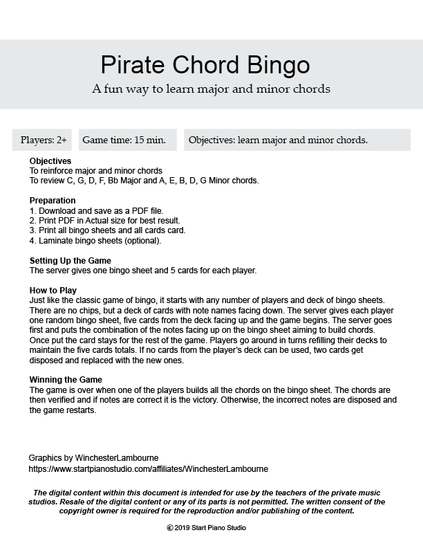 Pirate Chord Bingo