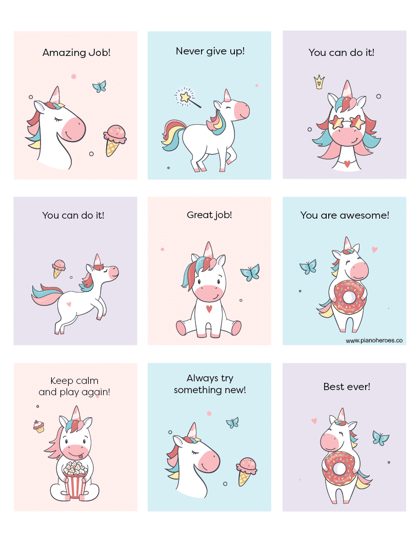 Unicorn Piano Badges