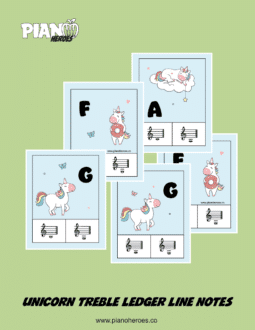 Unicorn Treble Ledger Line Notes Cards