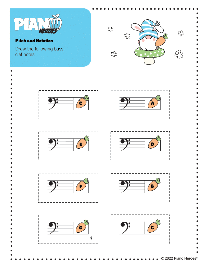 Easter Bass Clef Drawing Worksheet